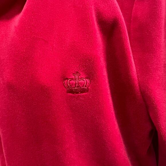 Juicy Couture 2cp Set Cherry Bomb Red Velour Zip Up Hoodie S & Wide Leg Pants XS - Picture 3 of 11